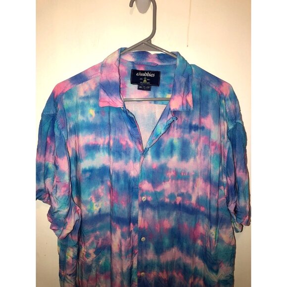 NEW Chubbies Men's XXL 2XL The Mr. Cool Rayon Tie Dye Sunday Shirt Button Front - Picture 2 of 4